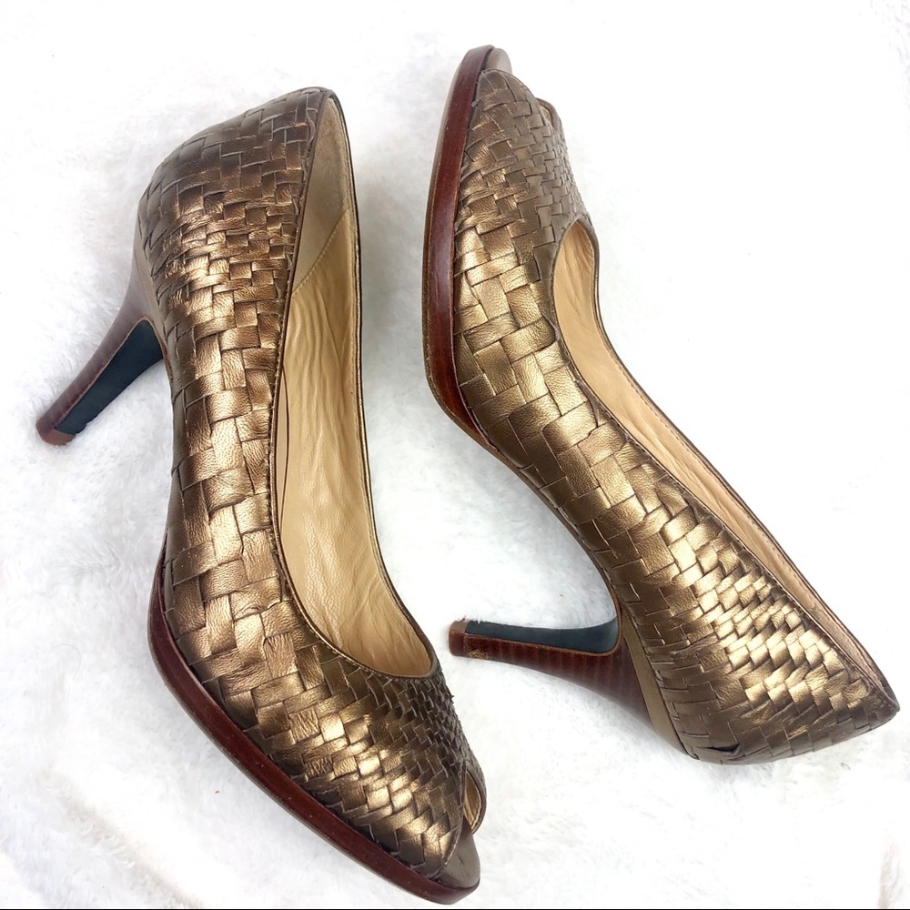Cole Haan X Nike Air Bronze Basket Weave Metallic Pumps
